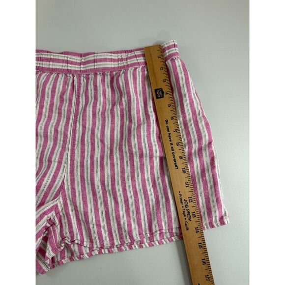 Universal Thread Linen Blend Pull On Short Pink White Stripe Women's L Large - Picture 10 of 11
